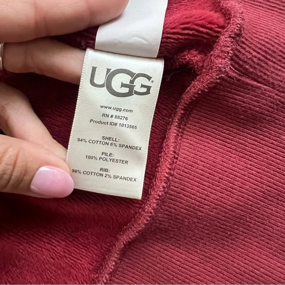 UGG Pauline Double Knit Fleece Jacket Rust Red Medium - Picture 6 of 9